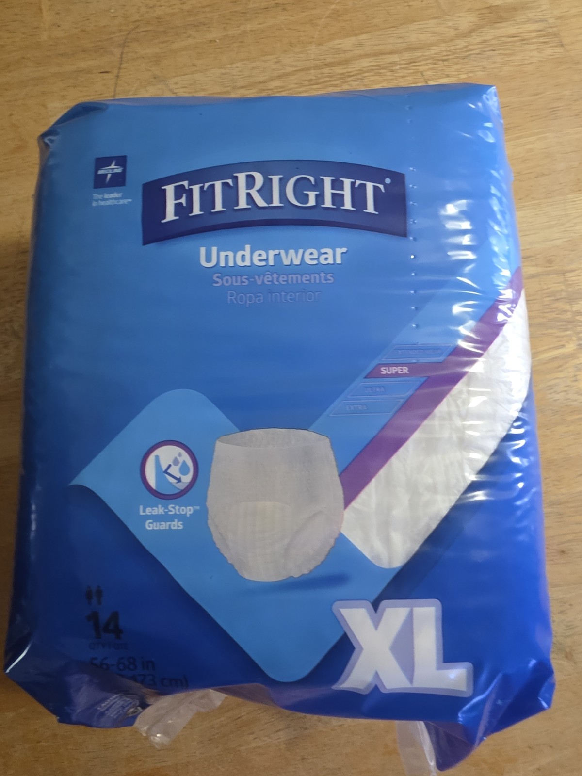 Medline Fitright Disposable 14 Count Underwear, Size XL