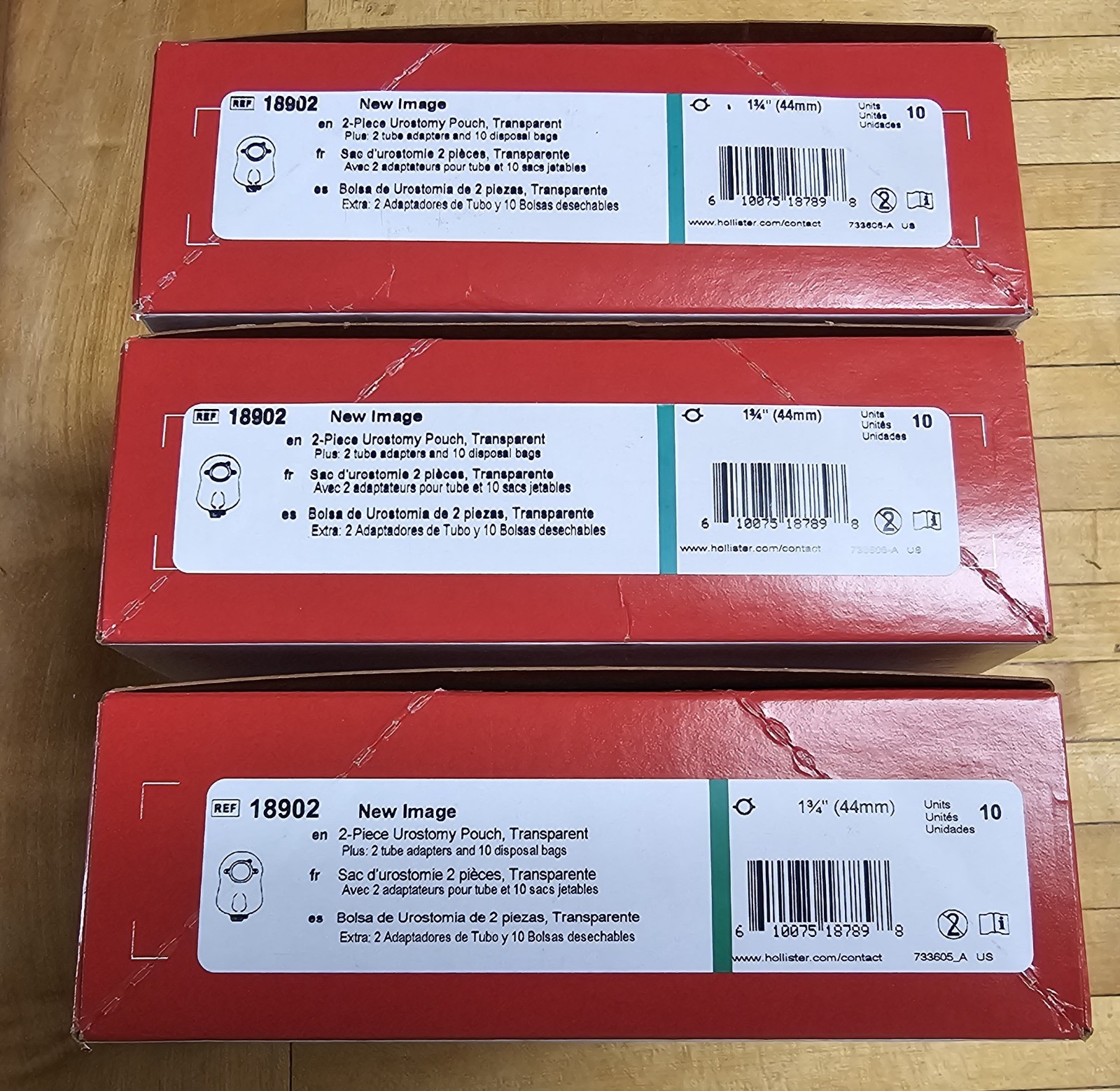 Lot of 3 Boxes – Hollister 2-Piece Urostomy Pouch 44mm, # 18902, 10 Units,