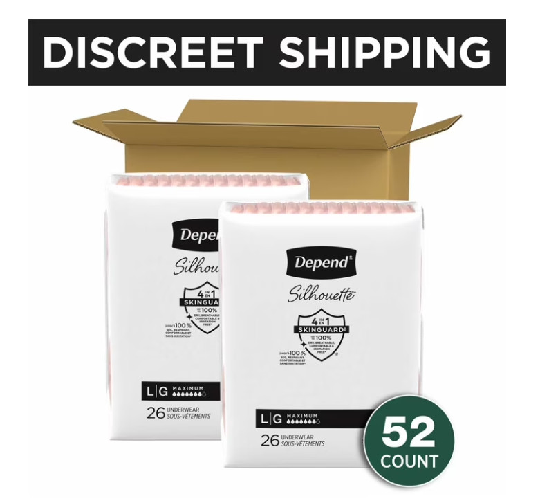 Depend Silhouette Adult Underwear for Women Large 52 Ct Pink Maximum