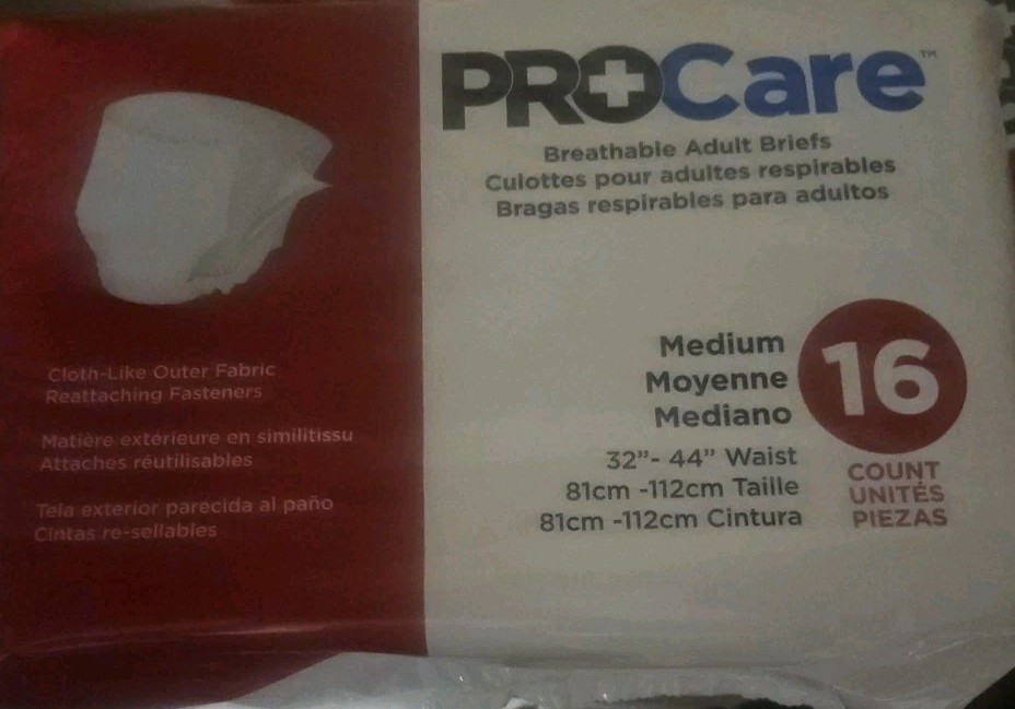 Procare Protective Underwear Adult Medium 16 Pk Disposable Pullup Briefs Diapers