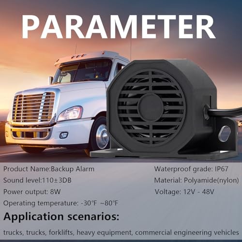 Backup Alarm for Pickup Truck 110dB 12V-48V DC 1psc Back-up Alarm with wire
