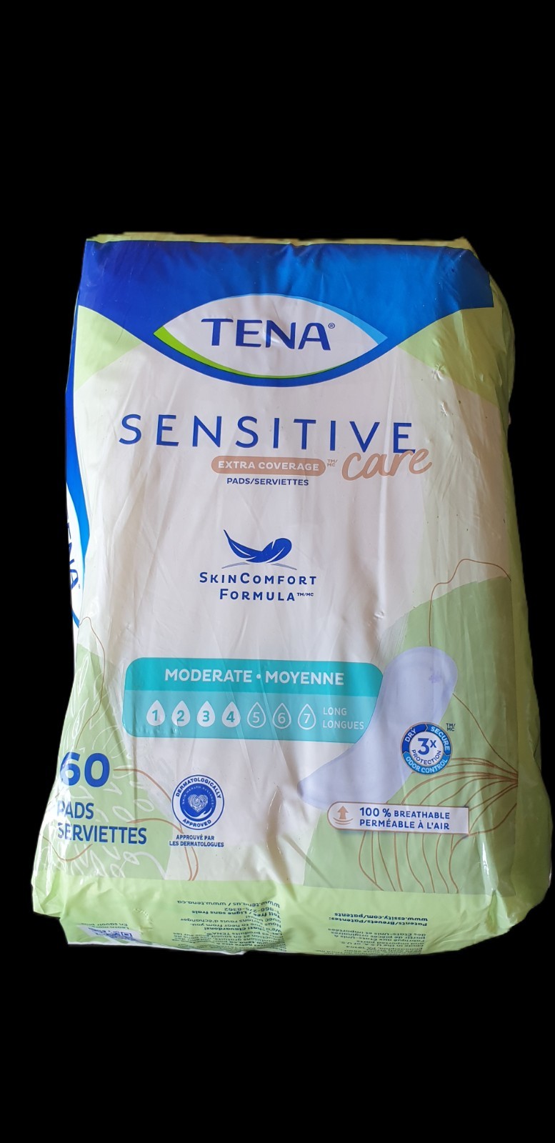 Tena Sensitive Care Extra Coverage Moderate Absorbency Incontinence Pad 60-Count