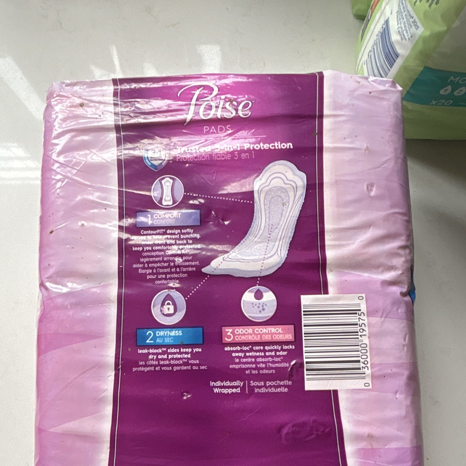 Poise Incontinence Pads Long Moderate, Odor Control, Individually Wrapped 16ct