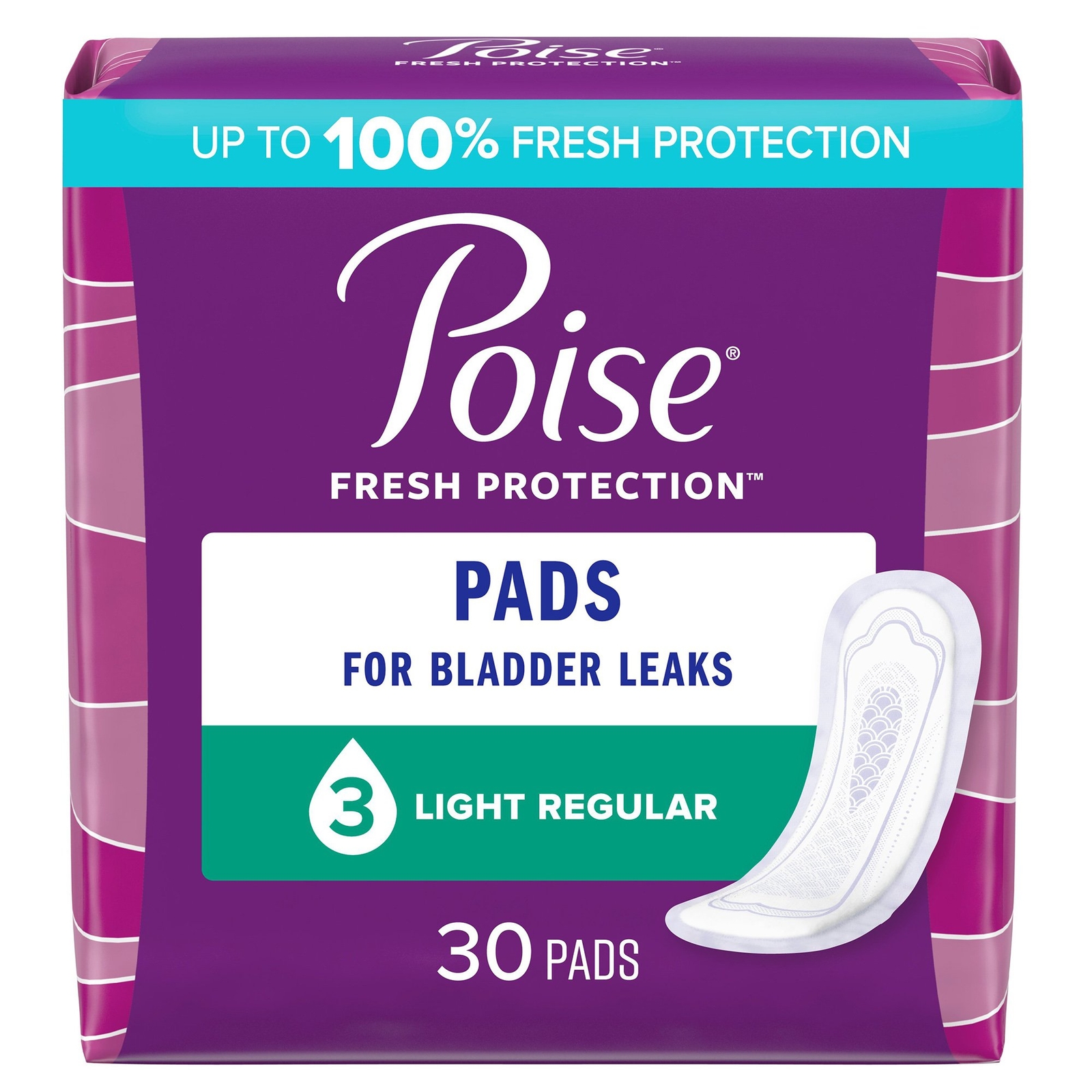 Poise Incontinent Pad 9.33 Inch Length Regular Length Light 60 Ct