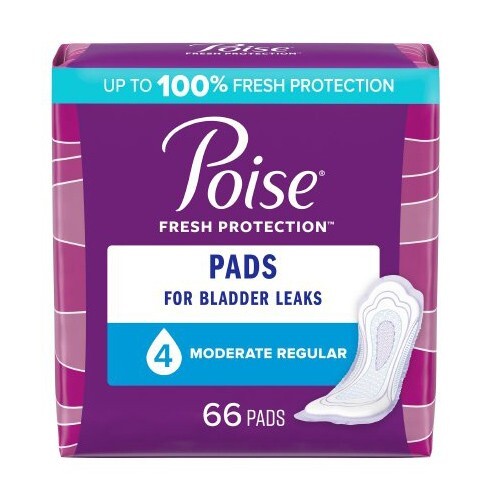 Poise Incontinent Pad 10.47 Inch Length Regular Length 47357 Moderate 66 Ct
