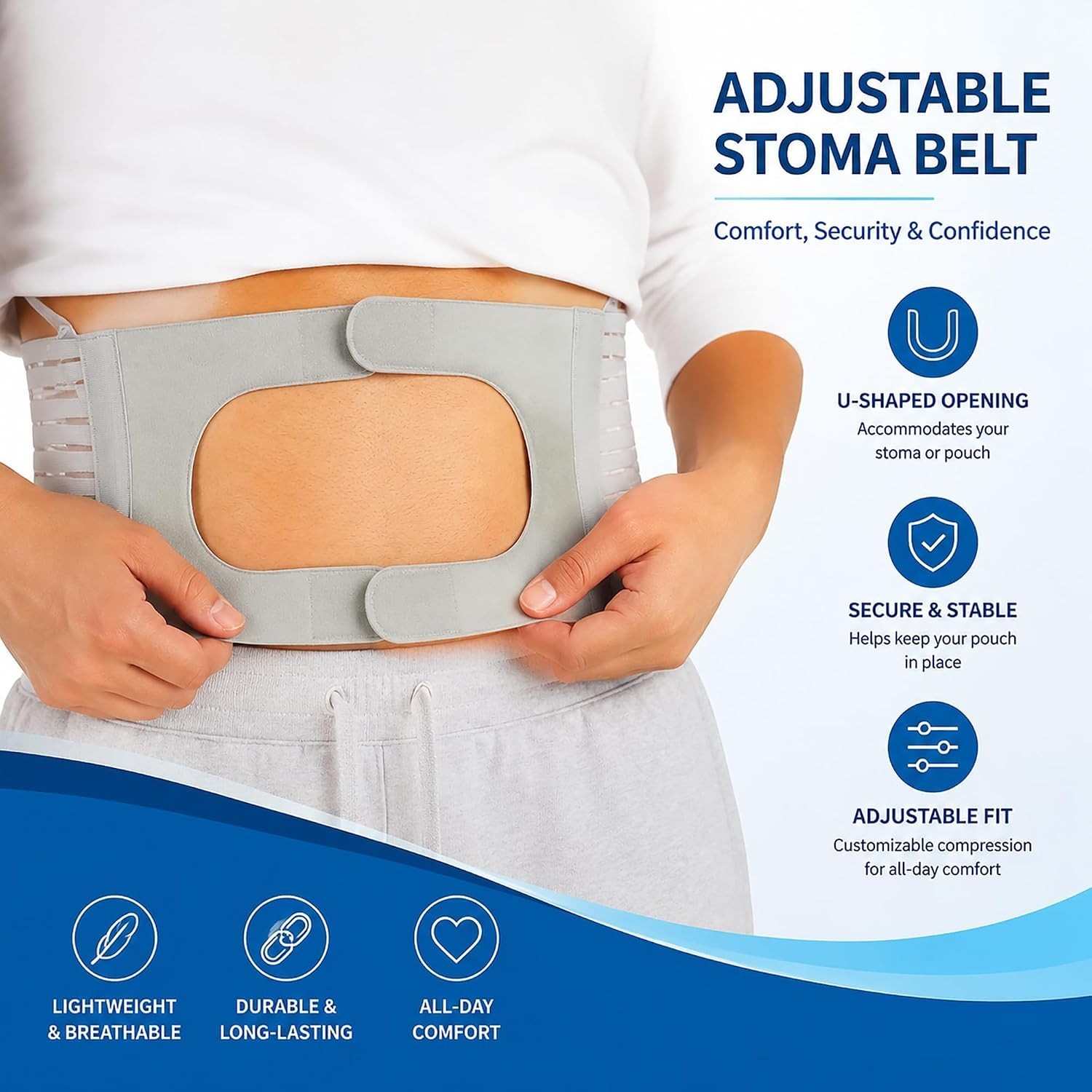 Adjustable Ostomy Support Belt for Comfort & Protection