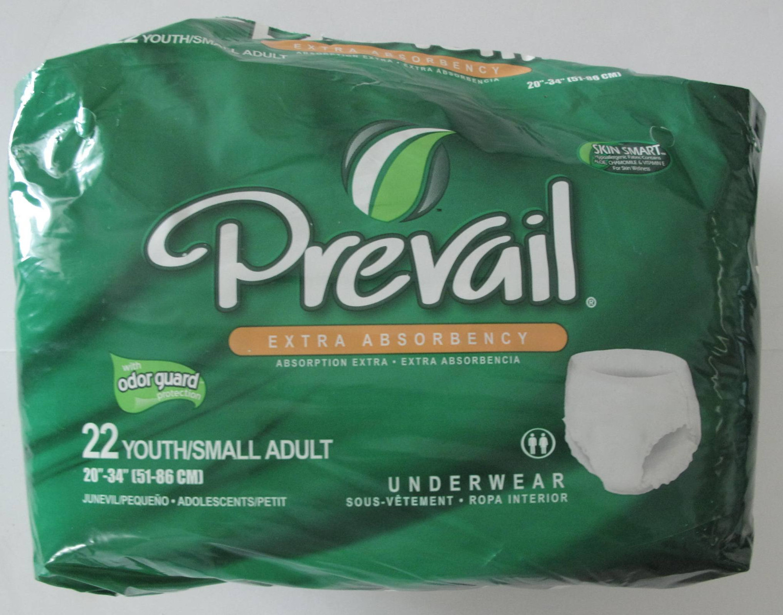 PREVAIL Extra Absorbency Underwear Youth Sm Adult 20″ – 34″ QTY 19