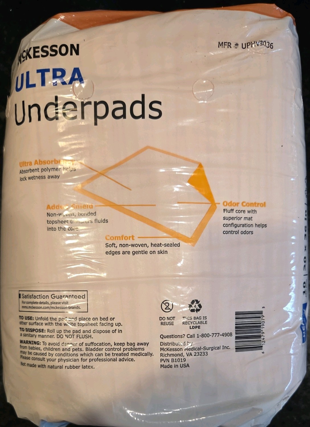 10 McKesson Ultra Heavy Absorbency Adult Bed Pad Disposable Underpads 30×36″