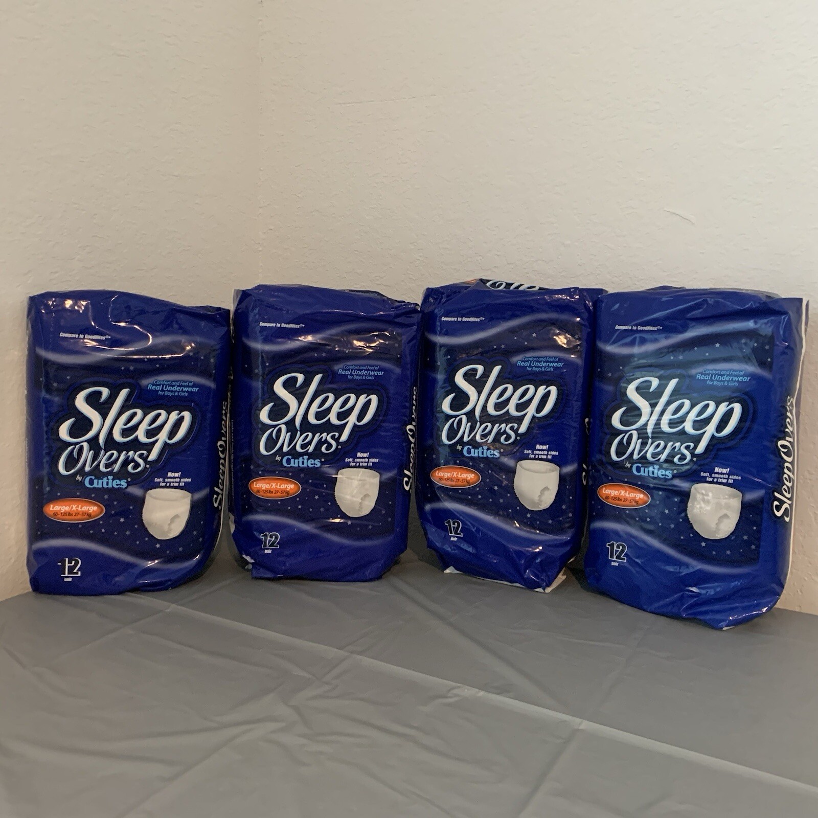 Lot Of 4 Sleep Overs By Cuties Pull Up Underwear Large/X Large 12 Count 48 Total