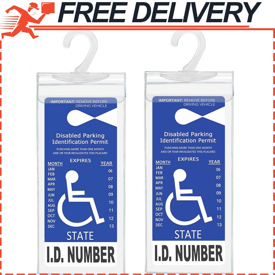 Disabled Parking Identification Permit, Placard Holder Cover Large Hanger, 2pcs