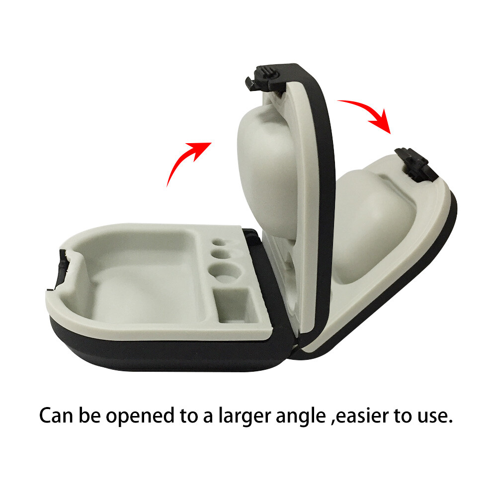 Hearing Aid Case with Cleaning Brush Battery Storage Slot Hard Small for BTE ITE