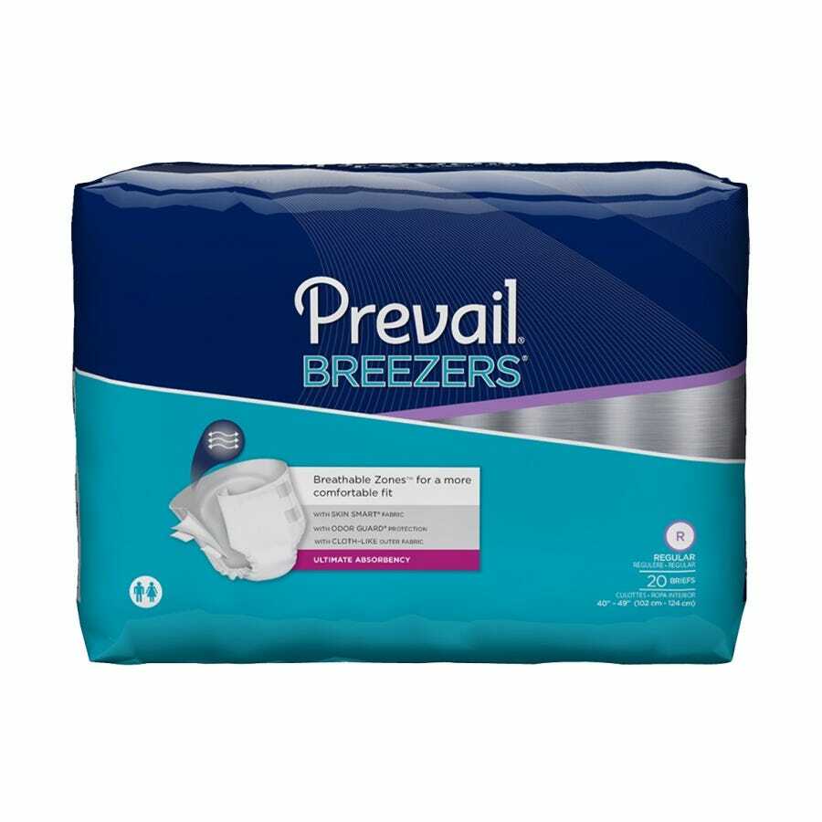 Prevail Breezers Adult Incontinent Brief, Regular 40 – 49 Inch, Pack of 20