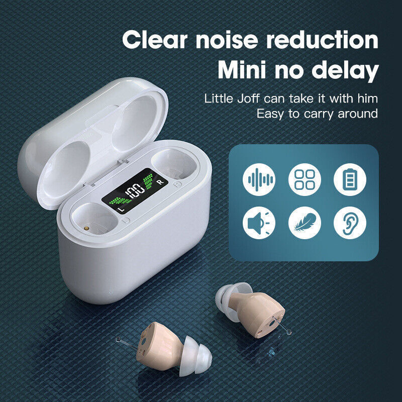 NEW 1 Pair Digital Rechargeable CIC Hearing Aids For Seniors & Adults