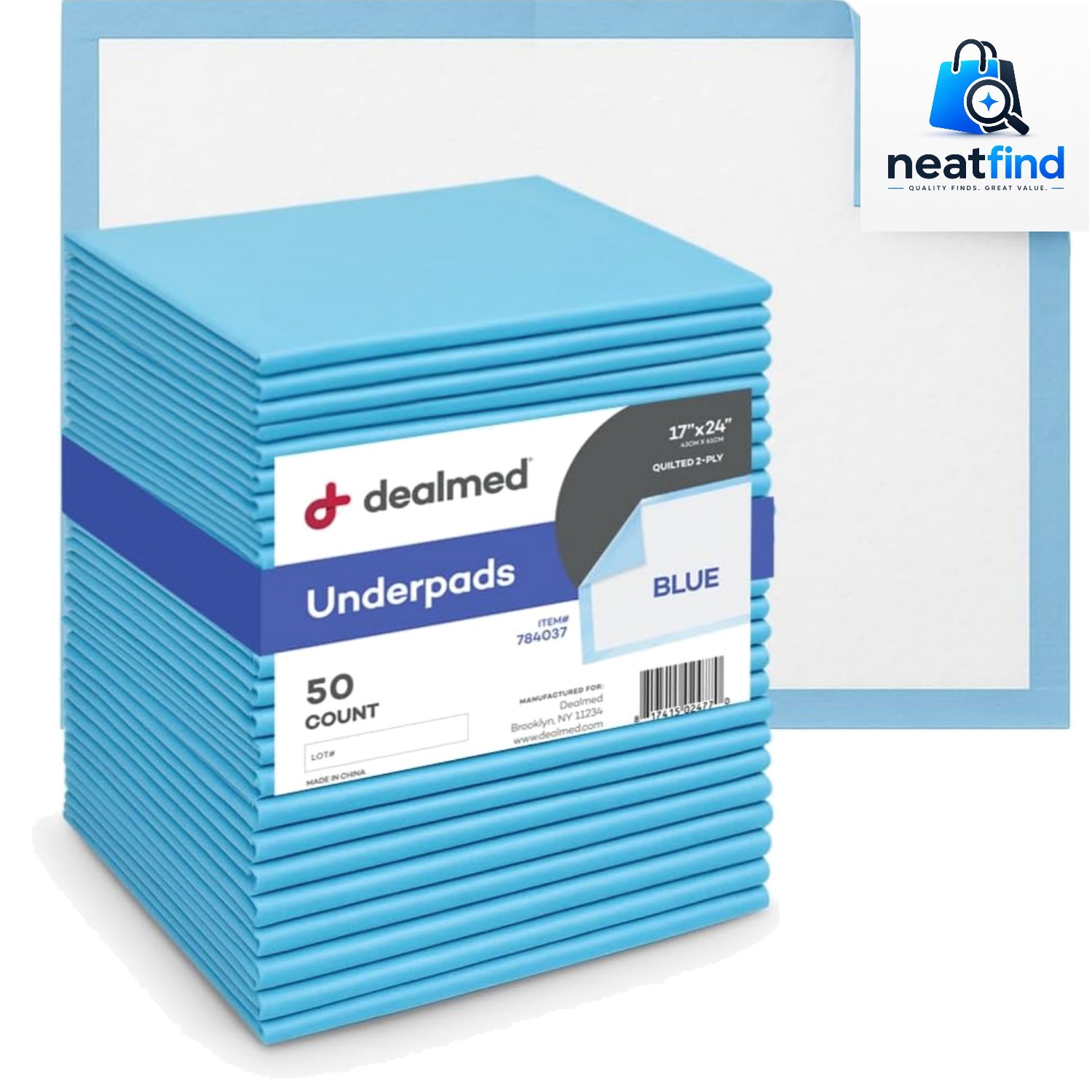 Standard Absorbency Underpads 50 Pads Disposable 2-Ply Tissue Fill, 24″ x 17″…