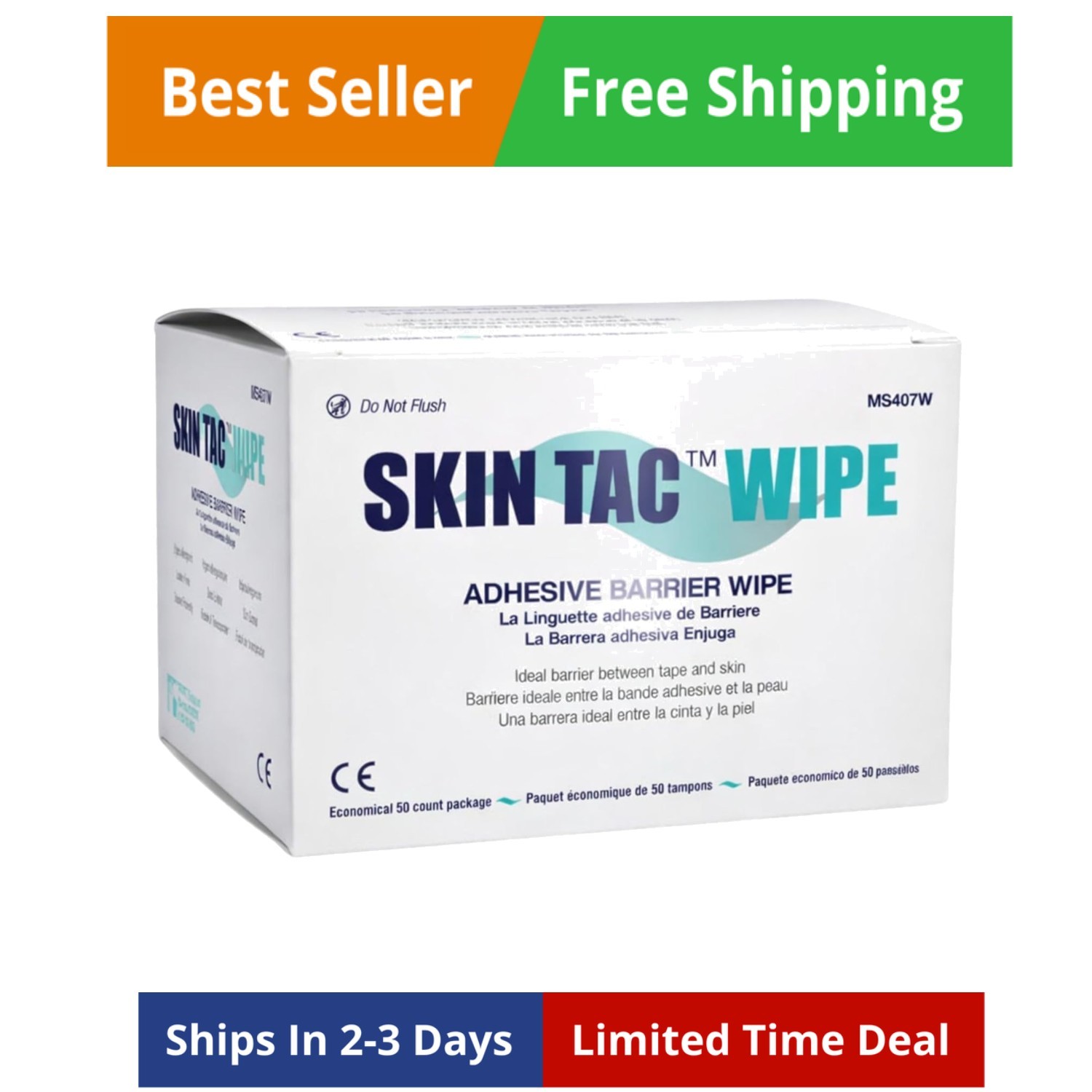 Group Inc Skin Tac”H” Adhesive Barrier Prep Wipe, Liquid Form, Latex-Free, Hy…