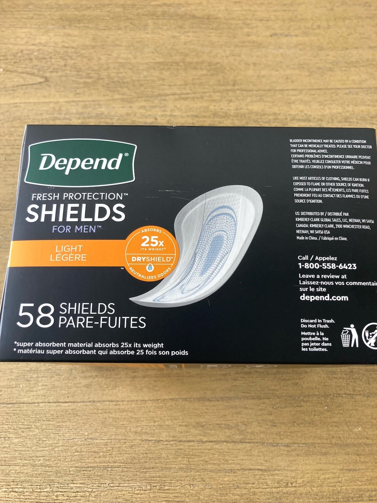 58 COUNT DEPEND MEN’S SHIELDS GUARDS – LIGHT ABSORBENCY FACTOR NEW