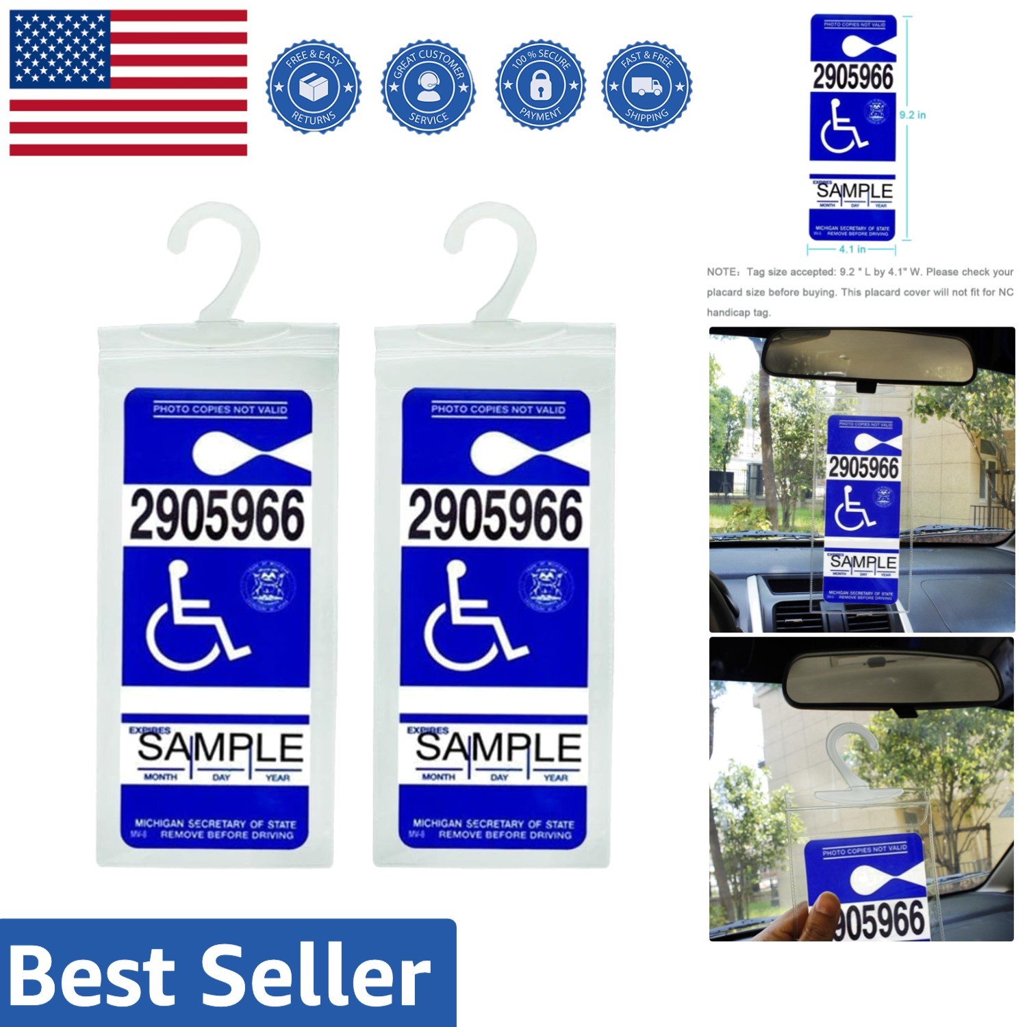 Transparent Disabled Parking Permit Holder Set of 2 – Durable Protection