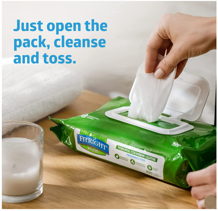 Medline FitRight Aloe Personal Wipes Scented/Unscented 576-600-816ct