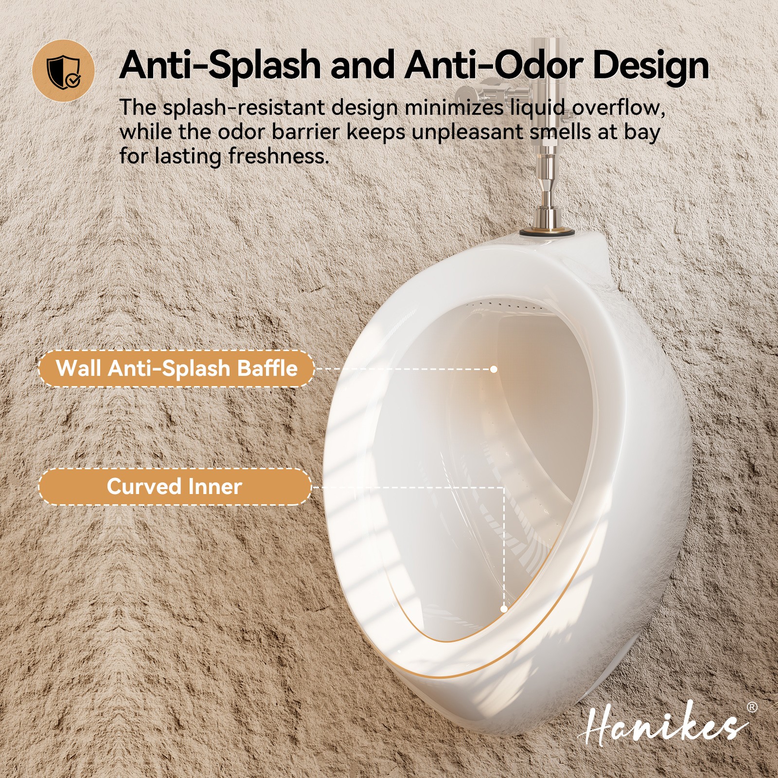 Hanikes UR-480 Round 0.125 GPF High-Efficiency Urinal with Top Spud in White