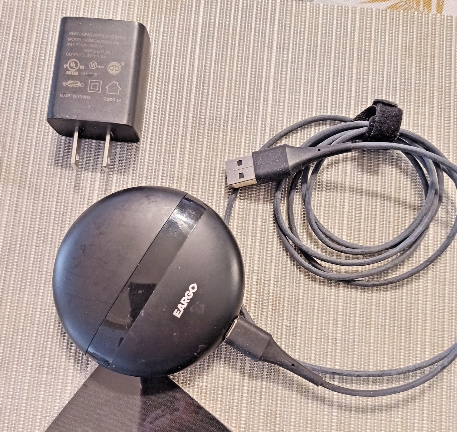EARGO 7 6 5 Charger Adapter Power Cord + Accessory Mic Caps, Petals, Clean Tools