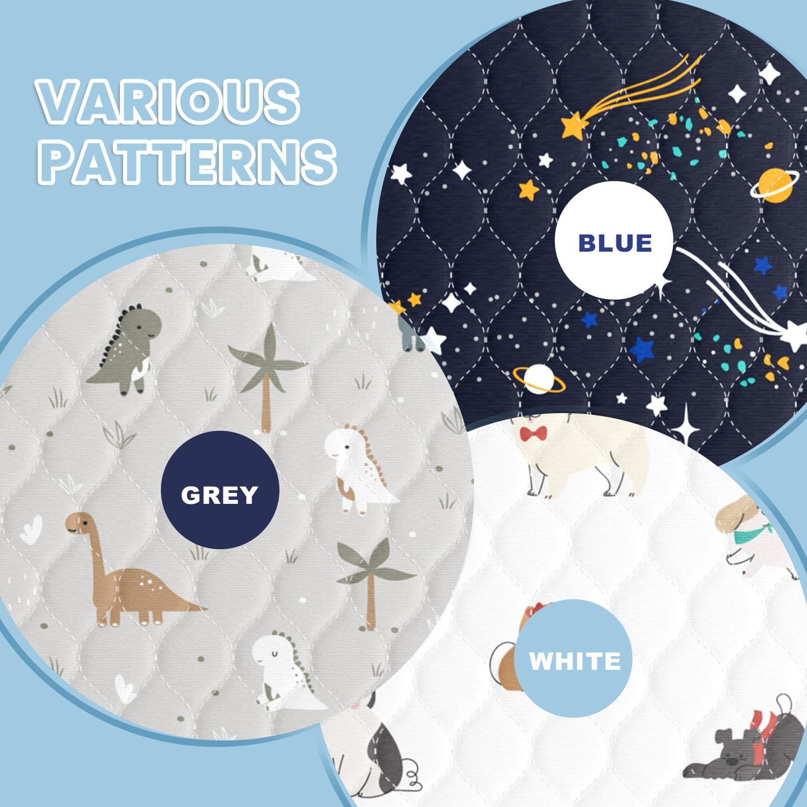 2 PCS Bed Wetting Pads Kids Toddlers 5 Layer Waterproof 36×36 In Potty Grey