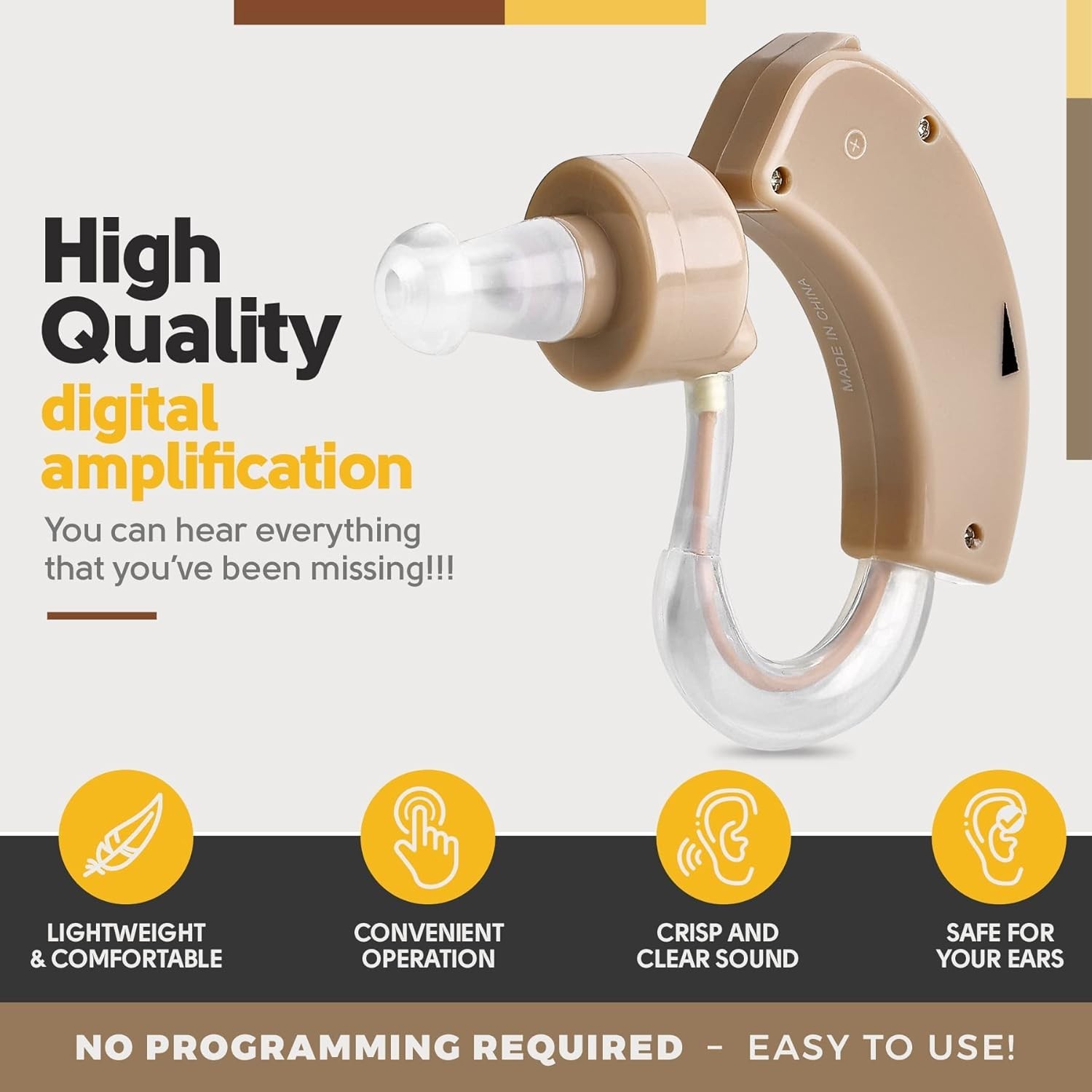 Set 2 Aparatos Auditivos Para Sordos Audifonos Ancianos Oidos Amplificador NUEVO