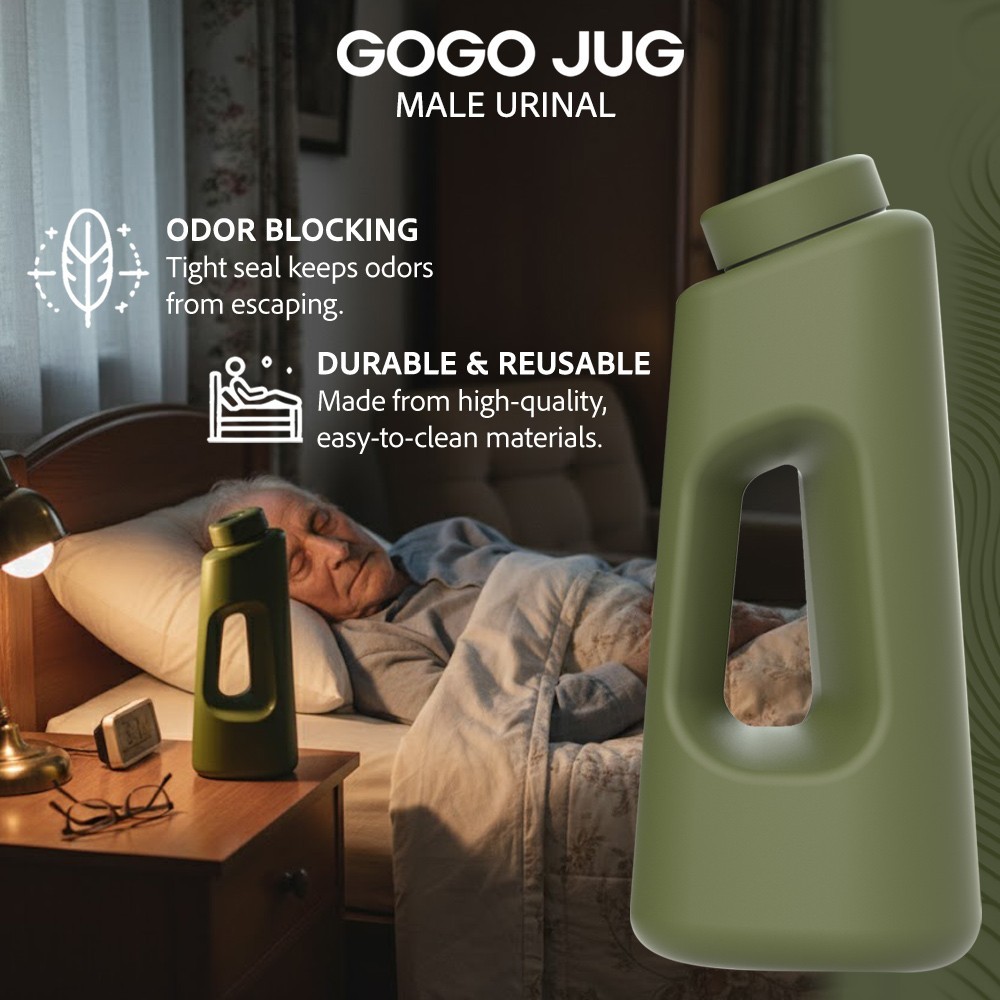 Gogo Jug – Trucker’s Portable Male Urinal Bottle – Large 42oz Capacity – Green