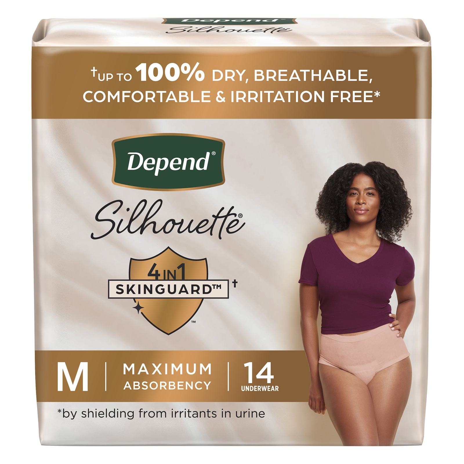 Depend Silhouette Max Abs Women’s Skinguard Underwear Pink Medium CA of 28