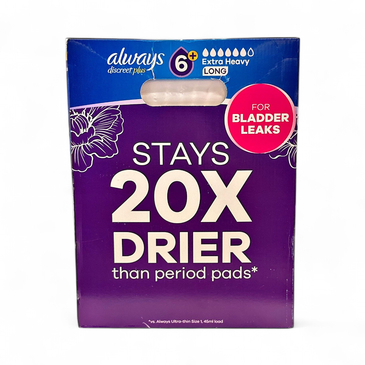 Always Discreet Plus Incontinence Pads for Women 6+ Extra Heavy Long – 90 Count