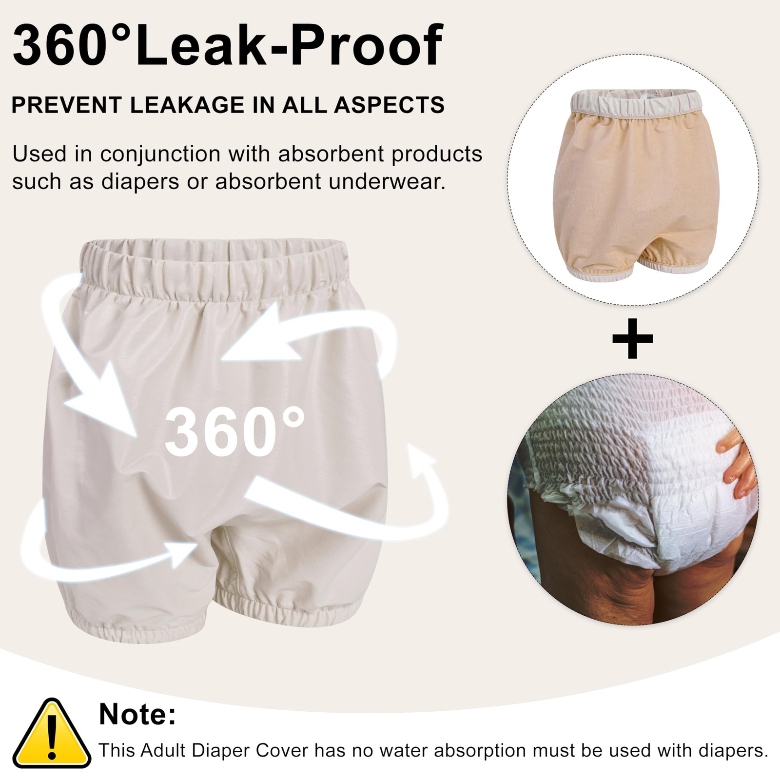 Codida Adult Leakproof Plastic Pants Diaper Cover, Washable Incontinence Unde…