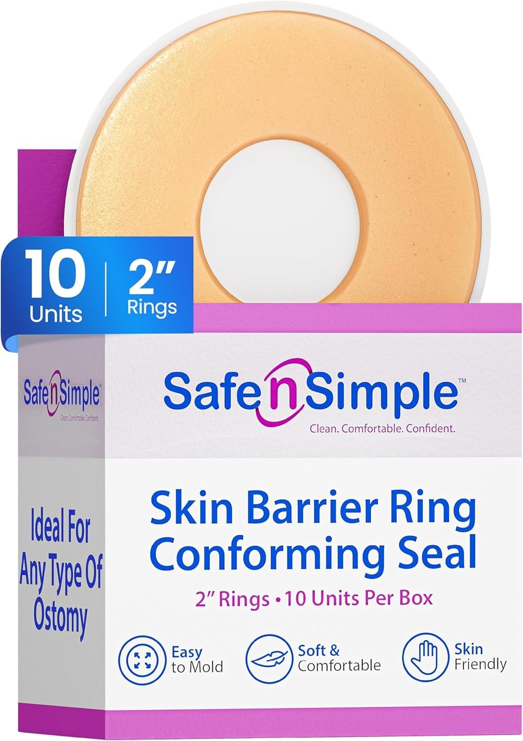 Sterile 2″ Stoma Barrier Rings – 10-Piece Pack of Flexible Adhesive Seals