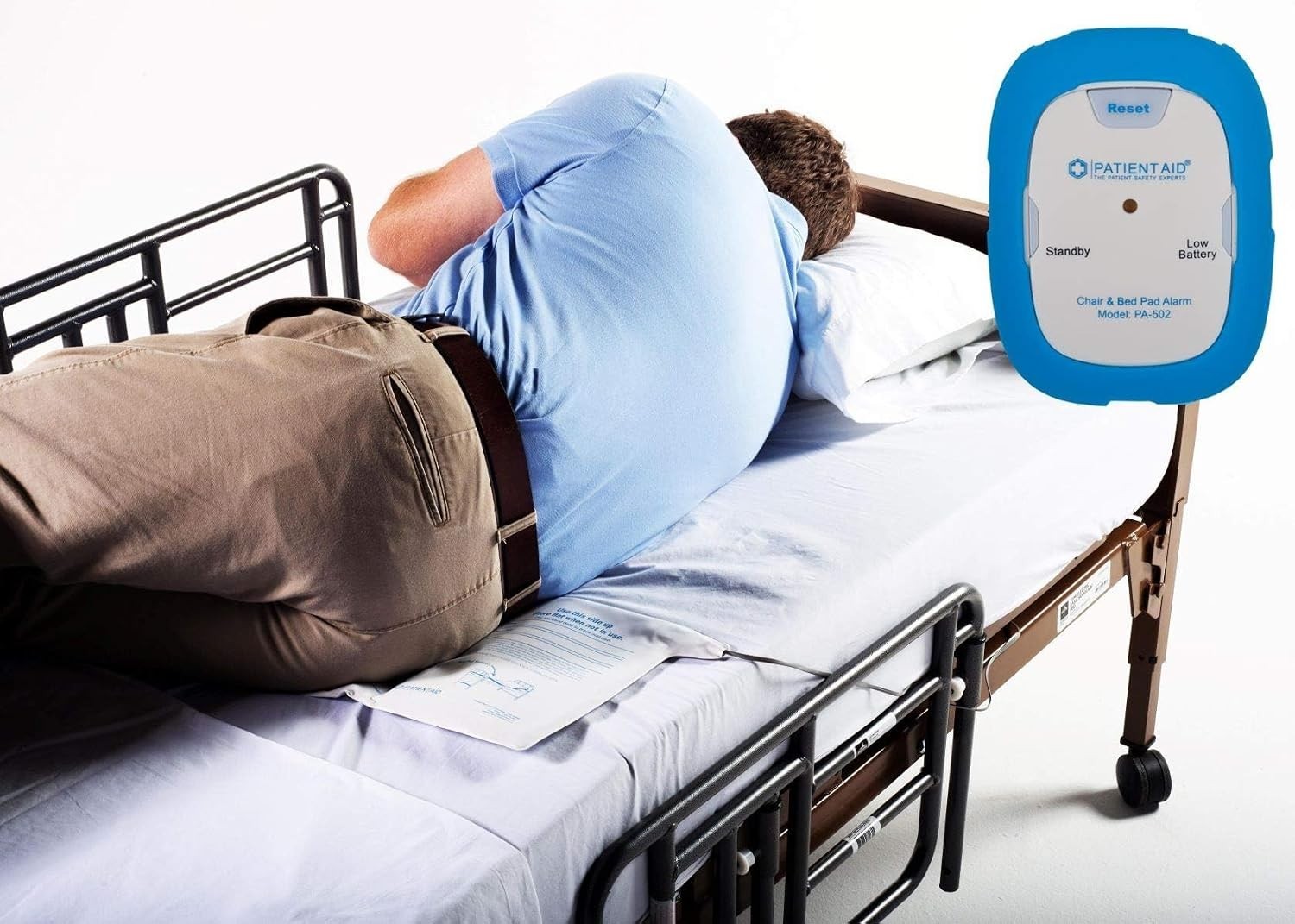 Patient Bed Alarm with 10″ x 30″ Motion Sensor Pad and Wired Device