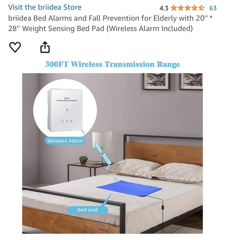 Bed Alarms and Fall Prevention for Elderly with 20” * 28” Weight Sensing