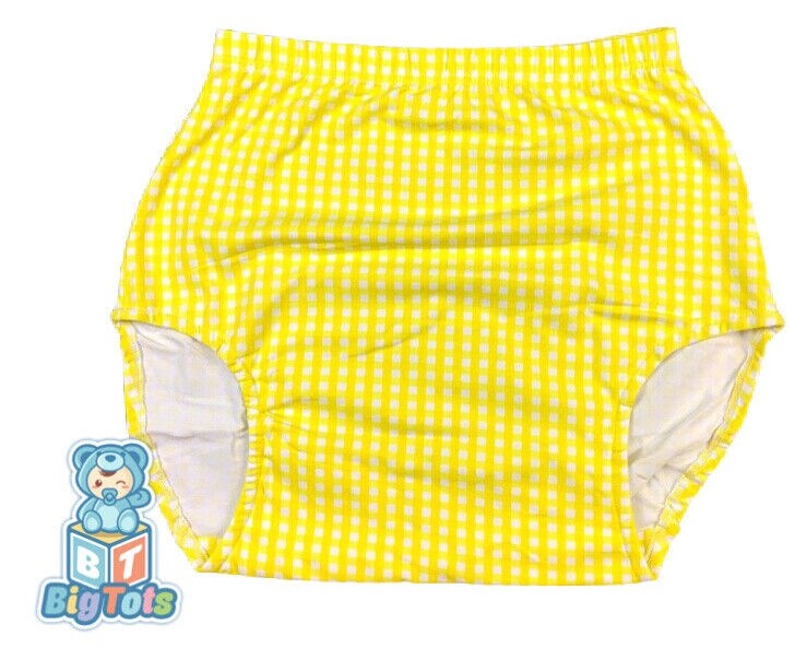 Adult Yellow check baby gingham diaper cover