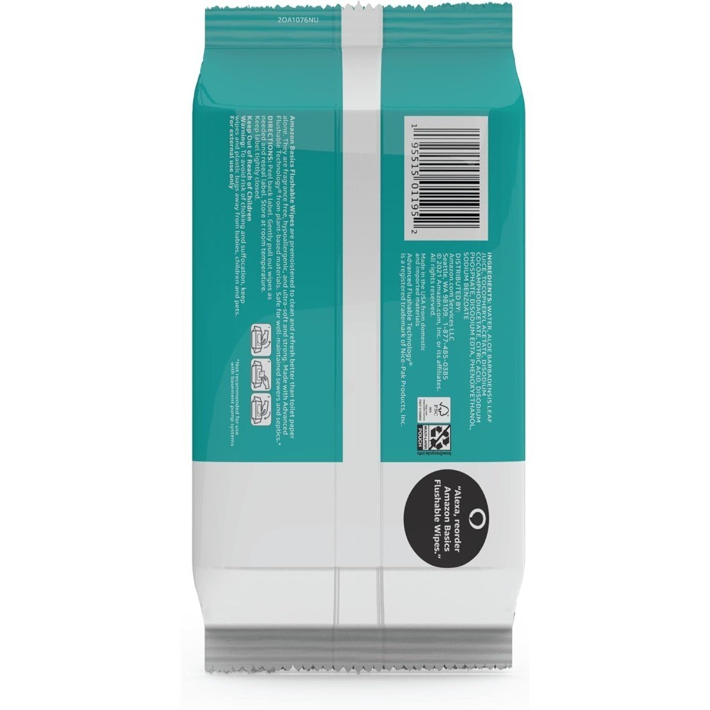 Flushable Adult Wet Wipes for Sensitive Skin, Fragrance-Free, 126 Count Bulk