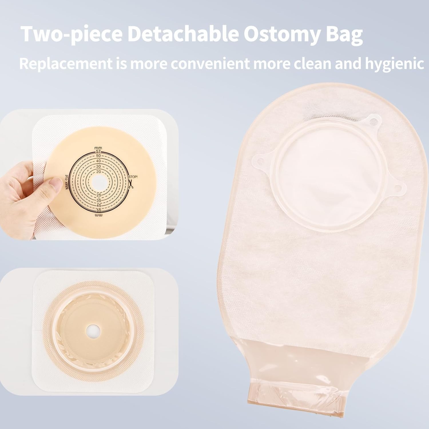 21 PCS Colostomy Bags,Ostomy Supplies, Two Piece Drainable Ostomy Pouch with Clo