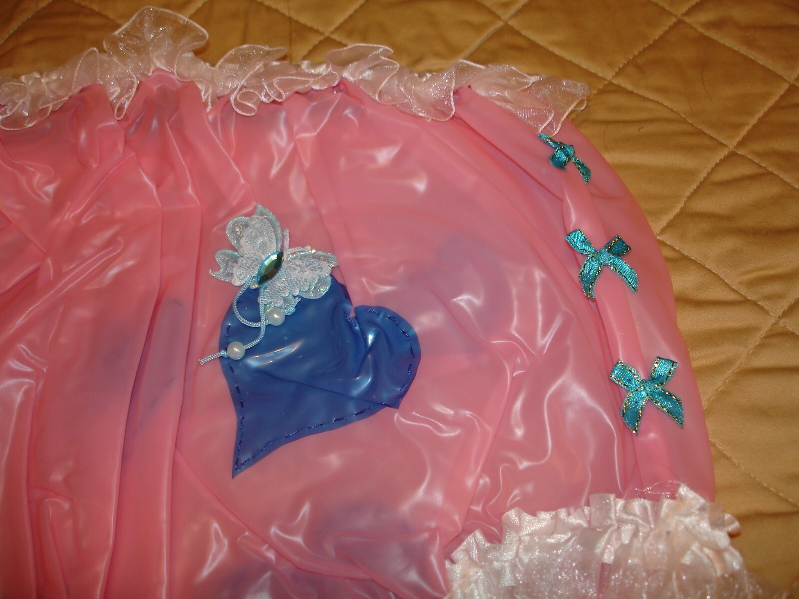 plastic pants adult  x large solid color light pink designed pvc