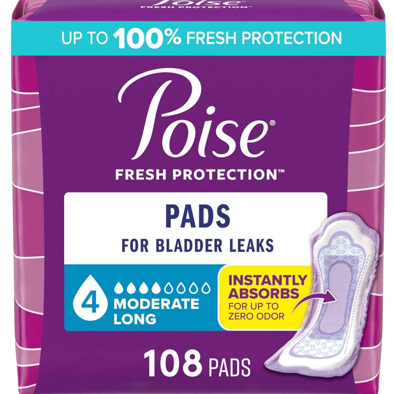 Incontinence & Postpartum Pads for Bladder Leaks, 4 Drop Moderate Absorbency,…