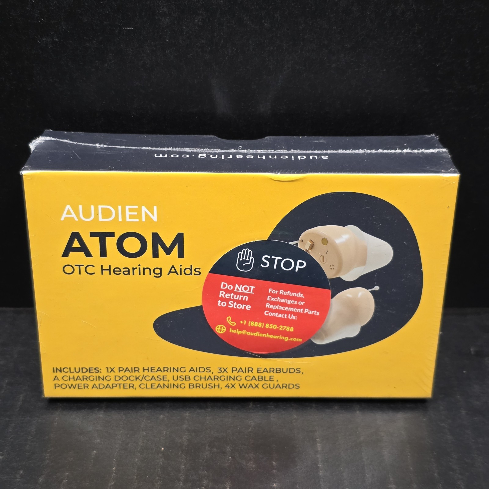 Audien Atom OTC Hearing Aids, Both Ears, Rechargeable, Beige, Brand New!