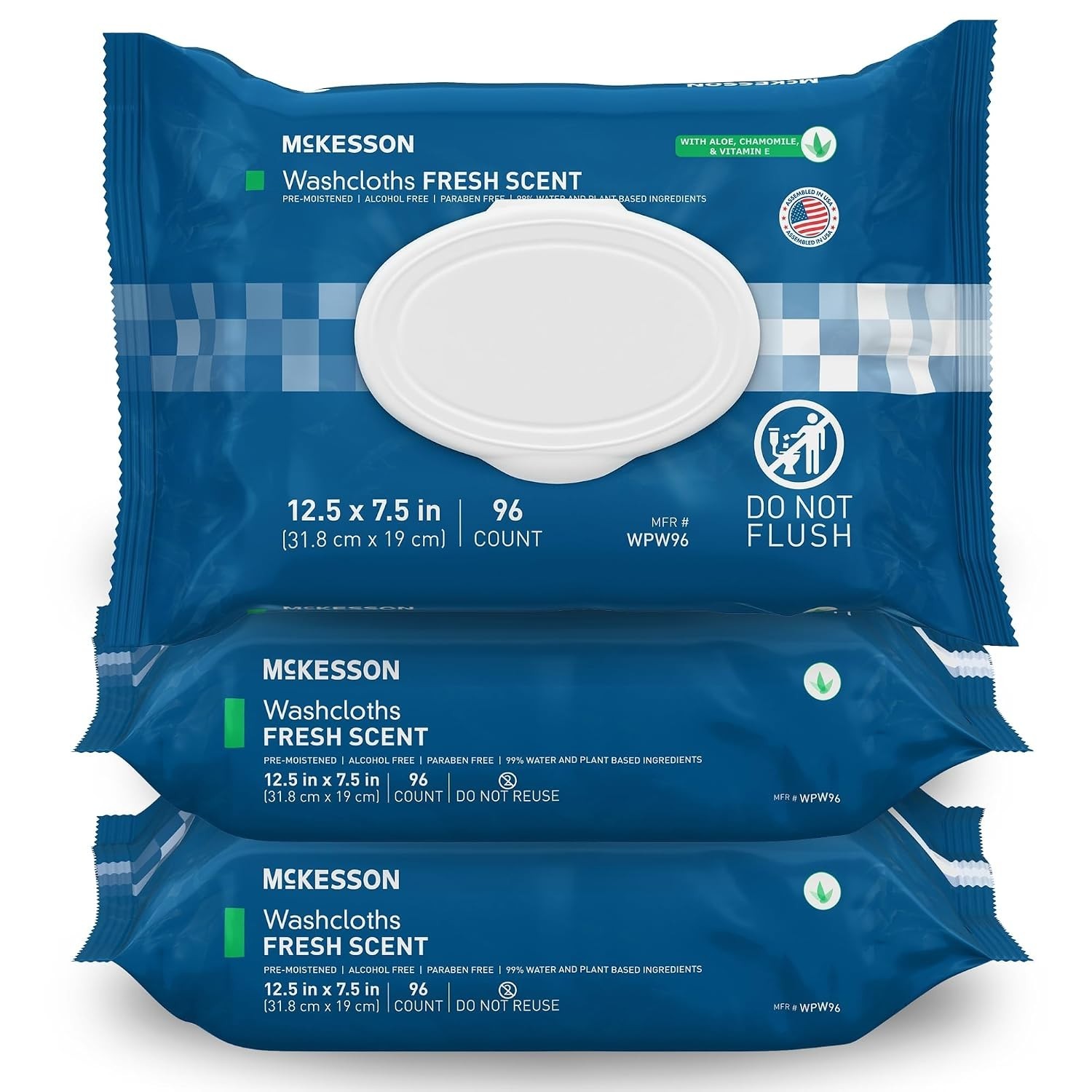 288 Gentle pH Balanced Washcloth Wipes – No-Rinse Formula for All Skin Types