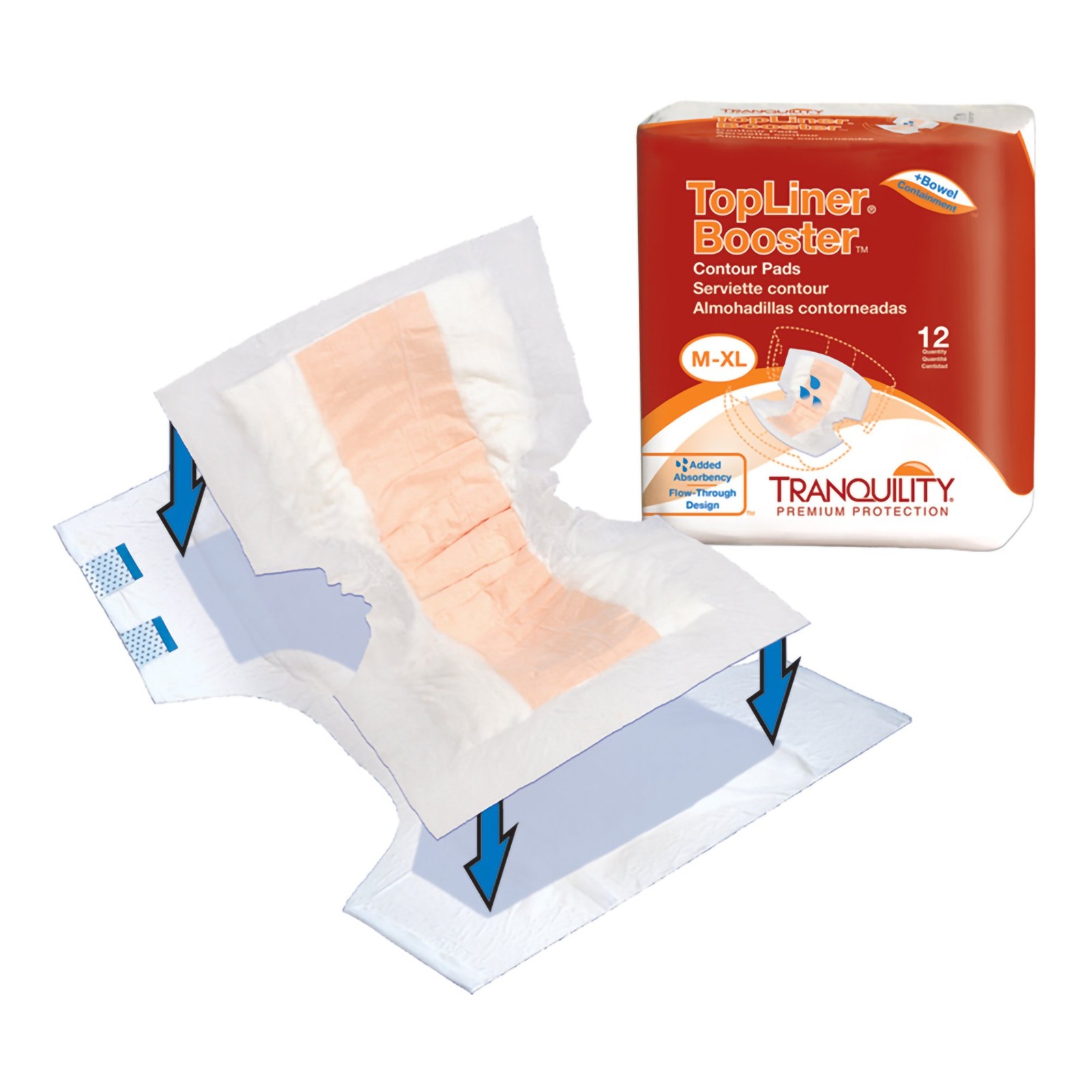 Tranquility Topliner Booster Pad 13-1/2 X 21-1/2 Inch Contoured 3096 120 Ct