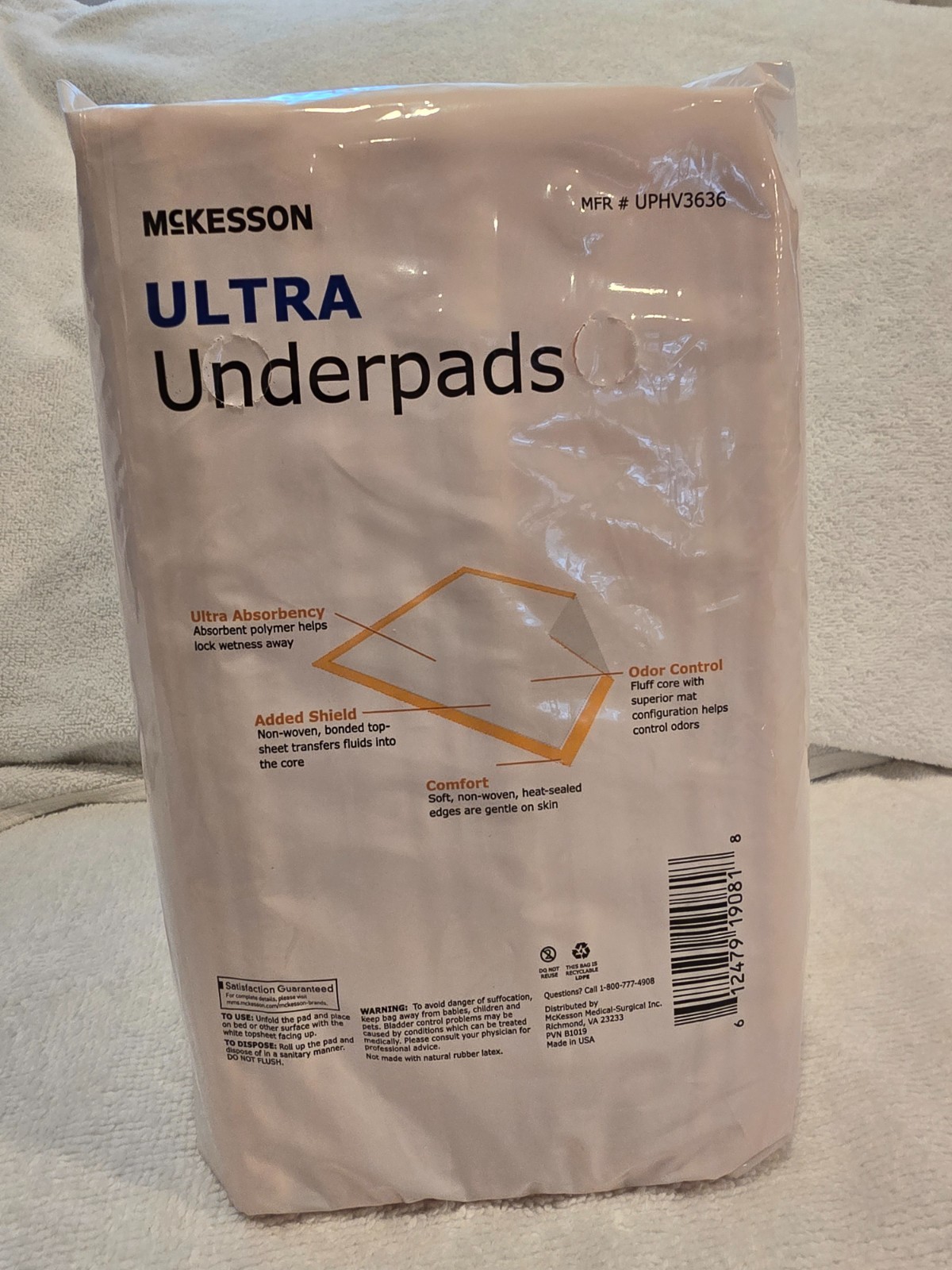 McKesson Ultra 36 x 36 inch Underpads – Pack of 5, (UPHV3636)