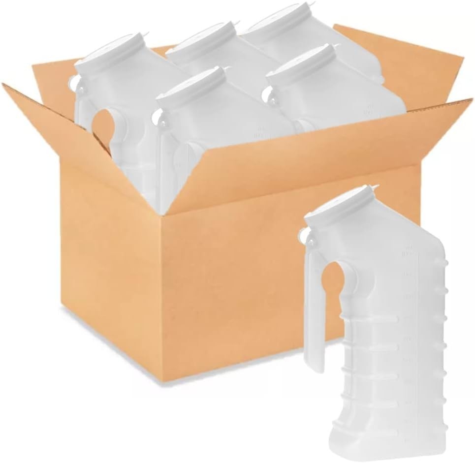 Male Urinal – Spill Proof Cover, Bulk – 48 Count, 1000 cc | Transparent Polye…