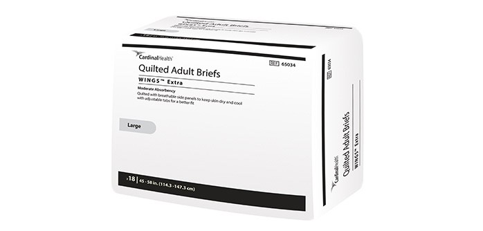 4 ct Cardinal Health Quilted Adult Briefs Wings Extra 18 ct Packages Size Large