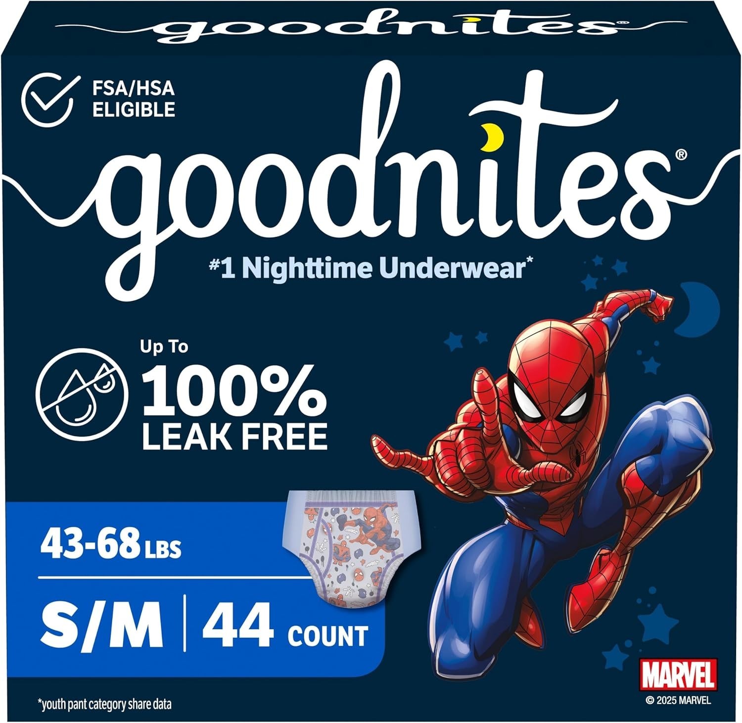 Disposable Bedwetting Underwear for Boys, Small/Medium, 44 Count, Multi-Colored