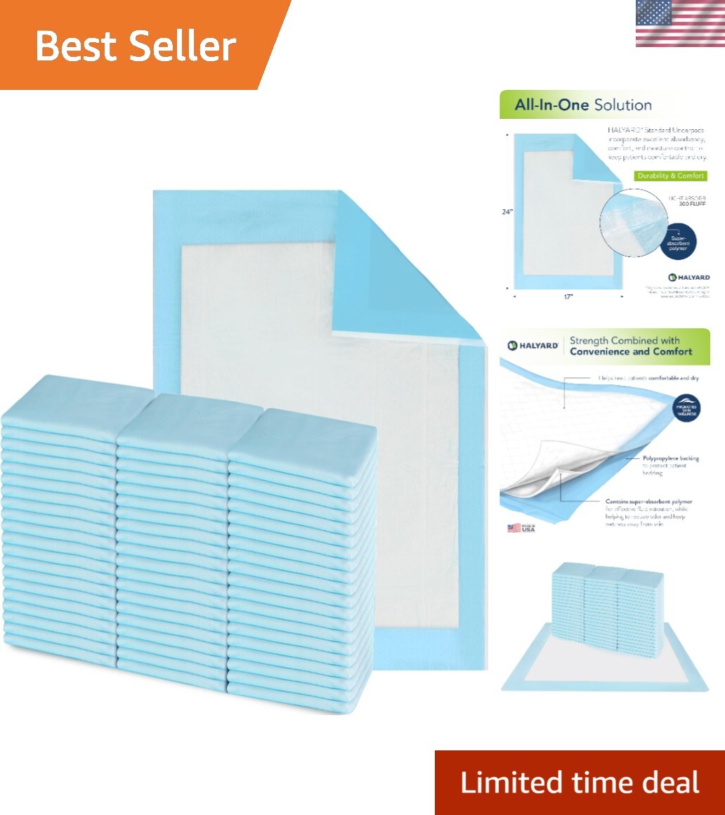 Disposable Standard Underpads Incontinence Bed Pads, 17”x24” Case of 300, Lt….