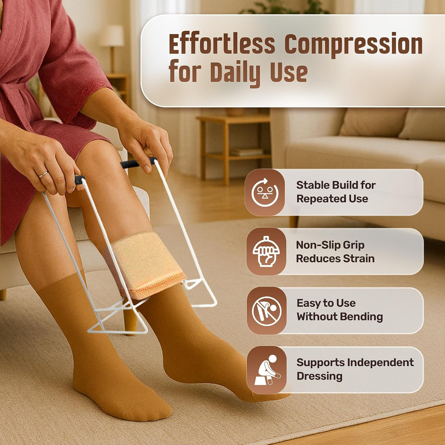 Stocking Donner Sock Aid Tool for Compression Socks Men or Women – Strong Metal