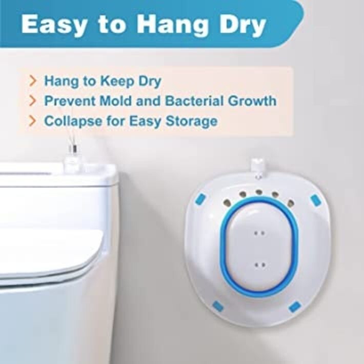 Sitz Bath for Toilet Hemorrhoids Postpartum Care – Collapsible, Drain Hole, Hang