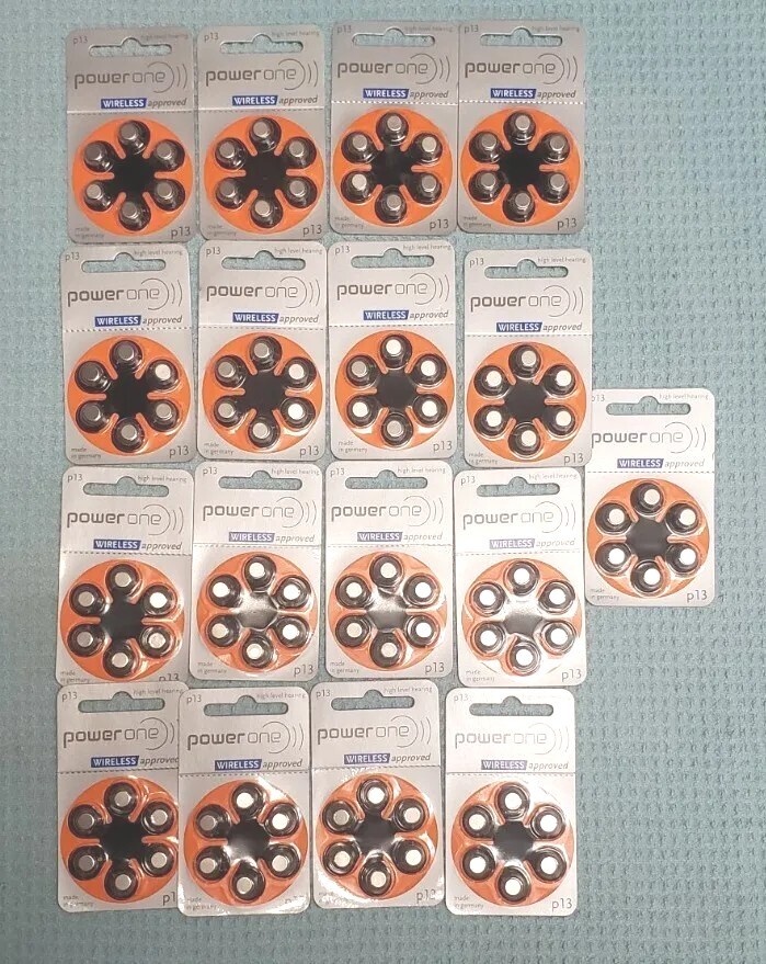 Hearing Aid Powerone size p13 Germany 17 X 6= 102 Batteries 09/2023 + Bonus 48