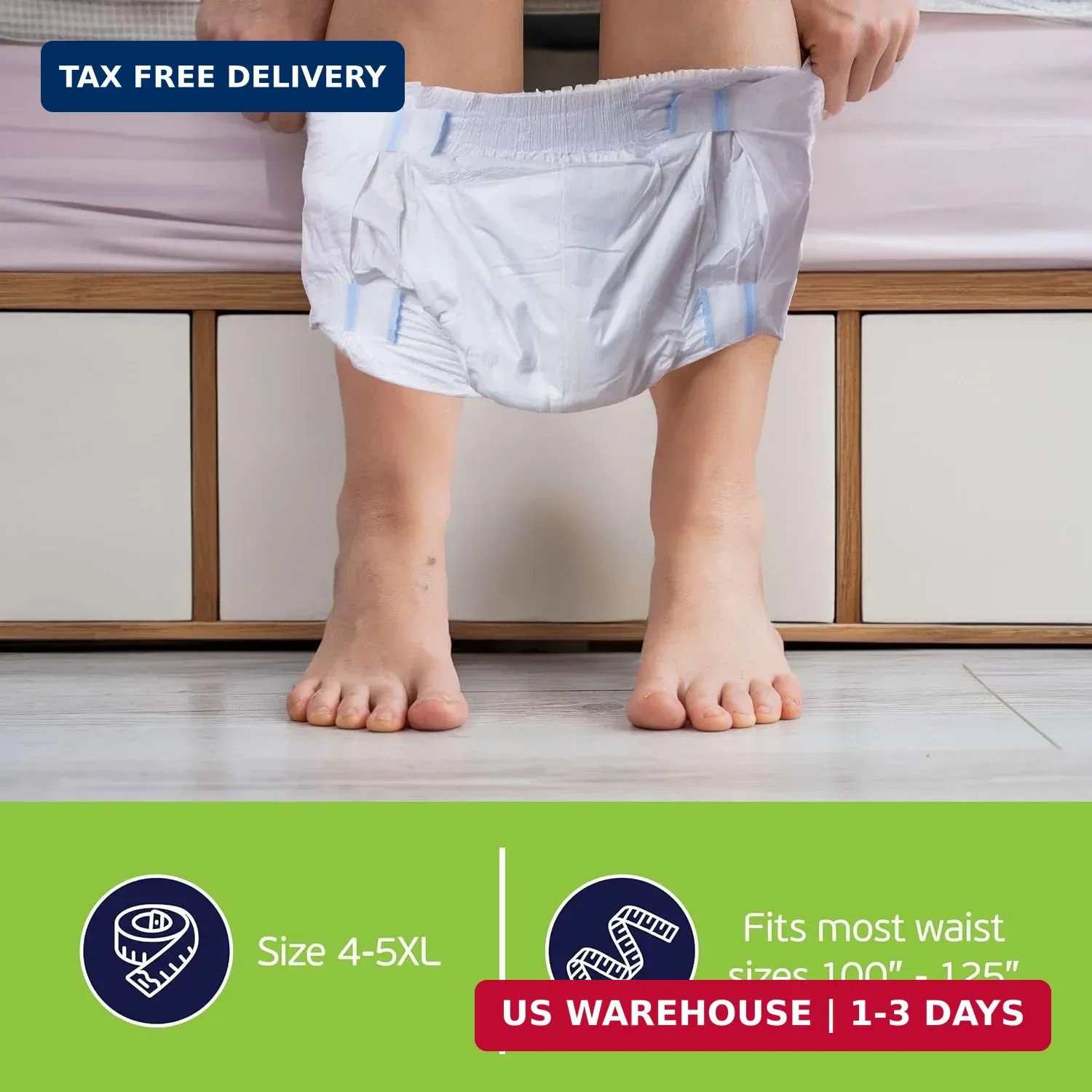 4-5xl Adult Diapers for Women and Men – 8 Bariatric Disposable Briefs with Tabs